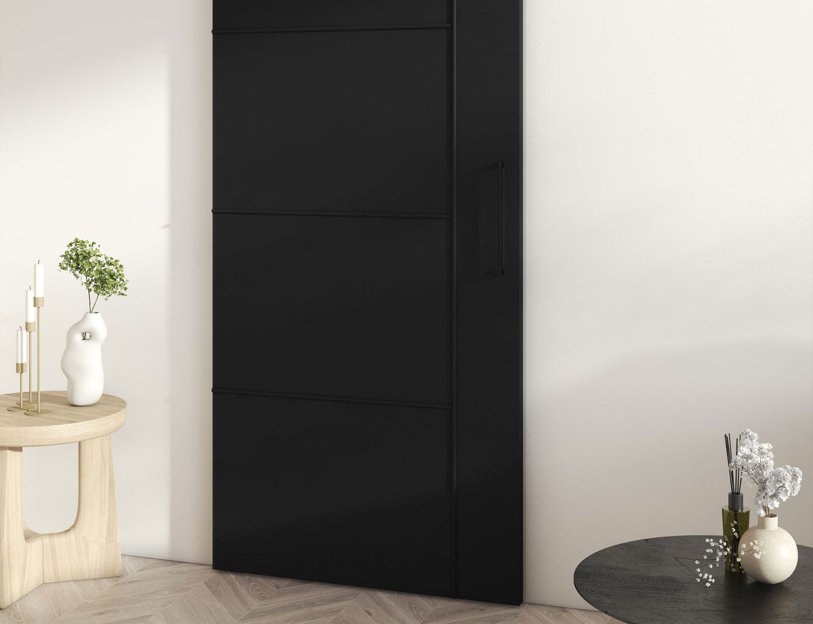 Crestina sliding door with self-closing mechanism, black - Image 9
