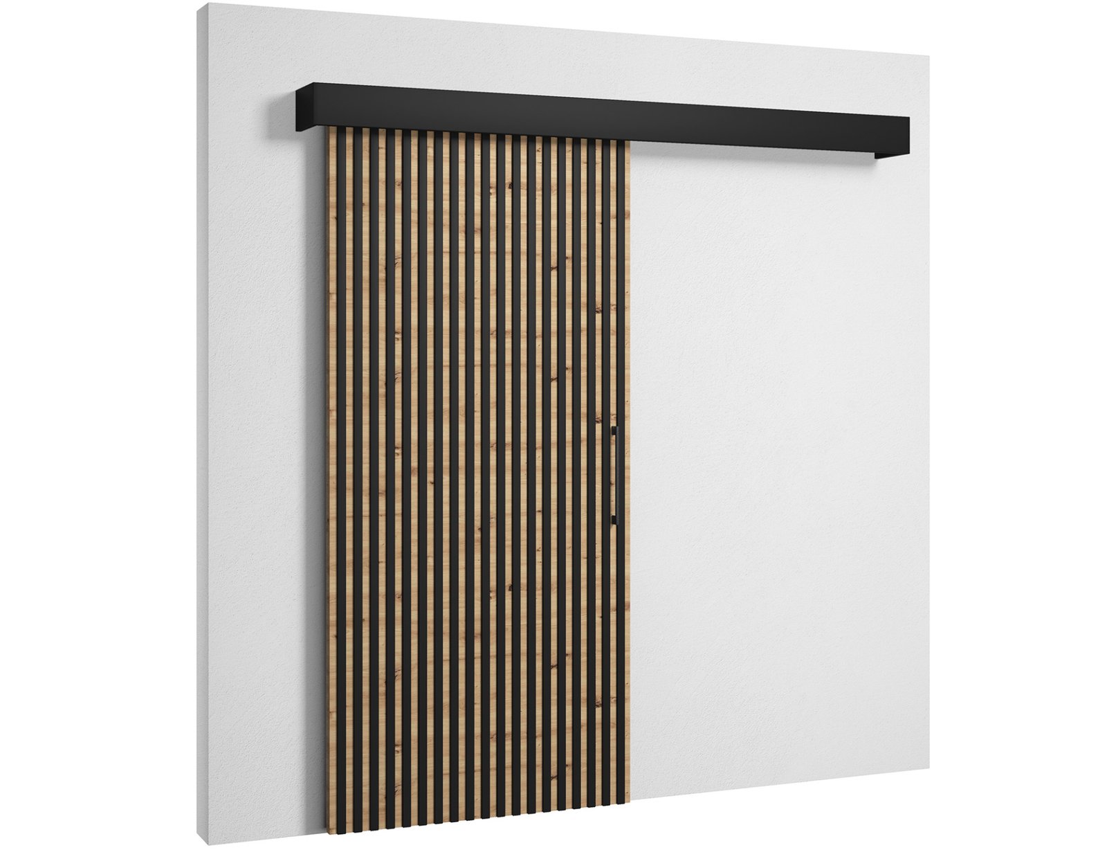 "Tauricio" sliding door with self-closing mechanism, black