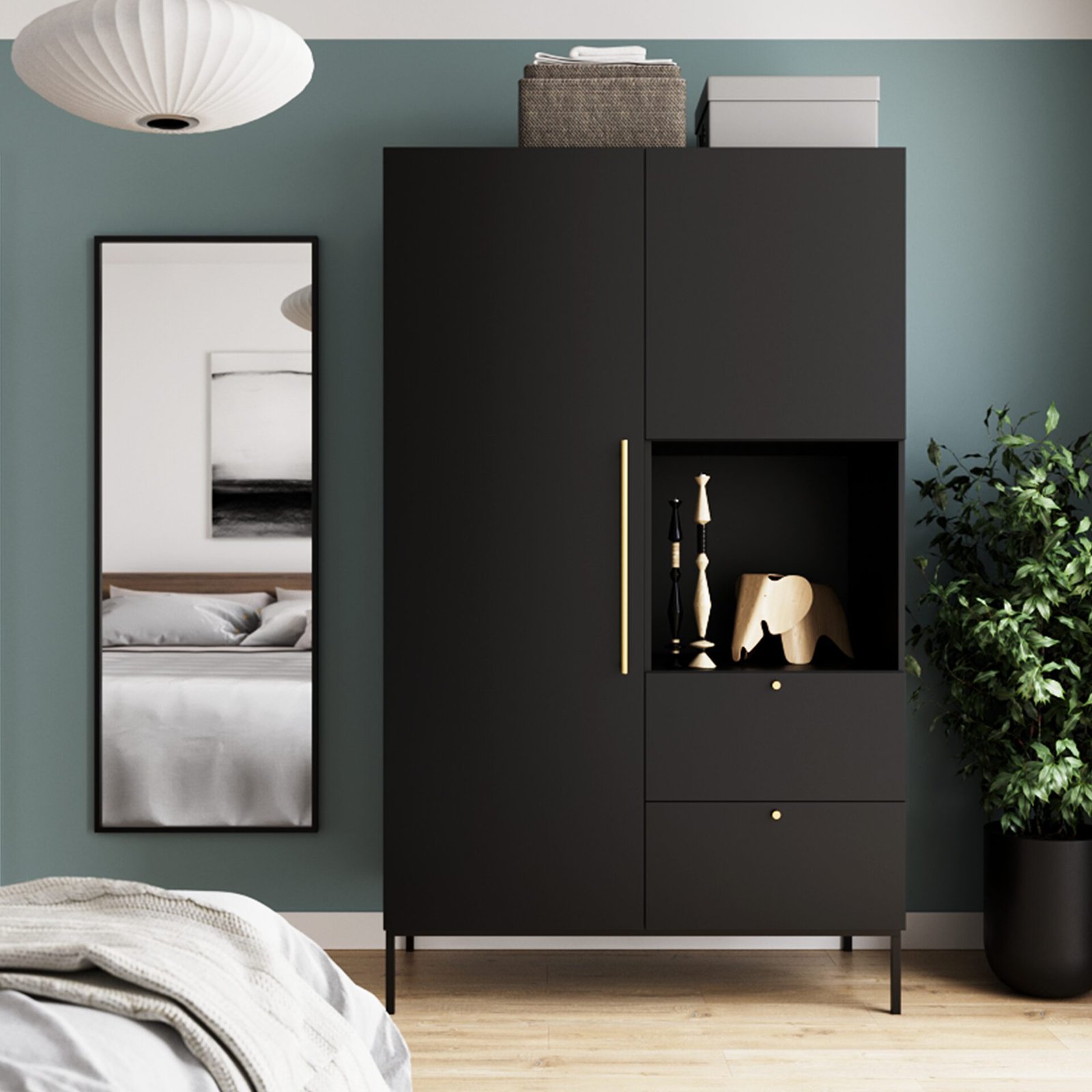 Lanzzi 120 wardrobe, matt black/matt black - Image 2
