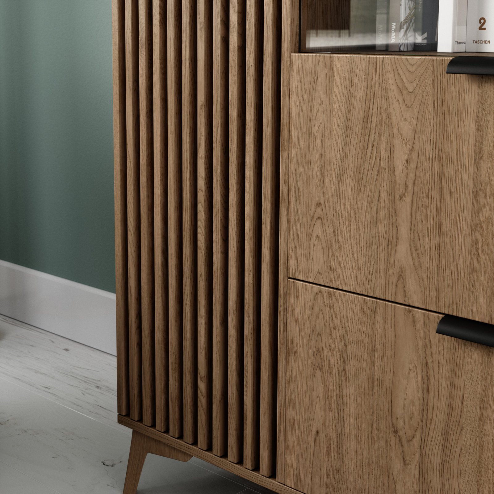 Entsian 100 Artisan Oak Display Cabinet - Image 7