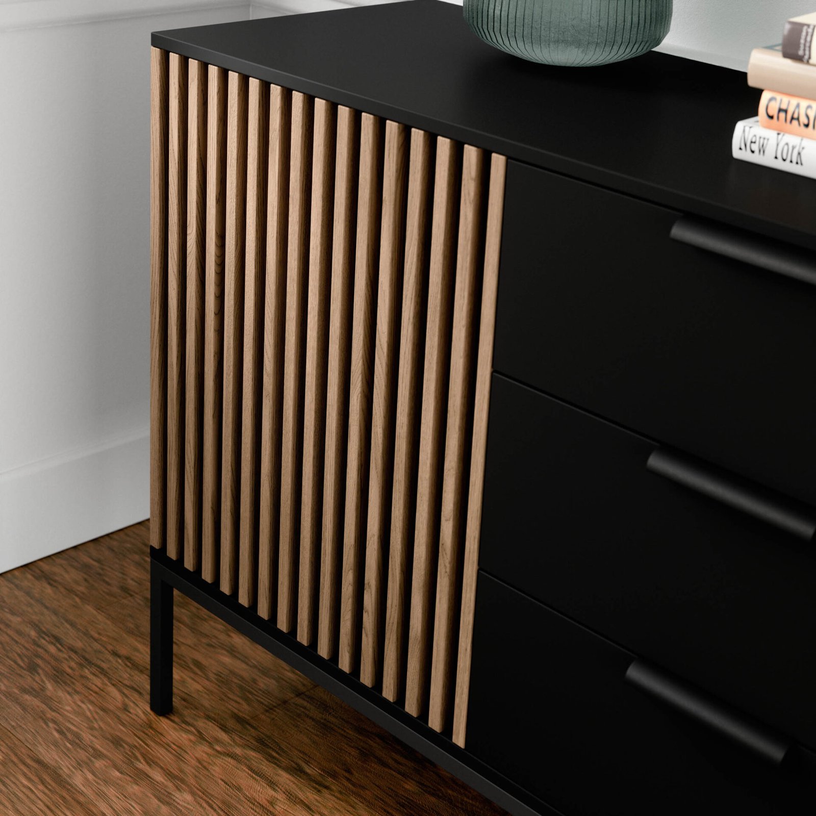 Meorati 150 chest of drawers, black/artisan oak - Image 5