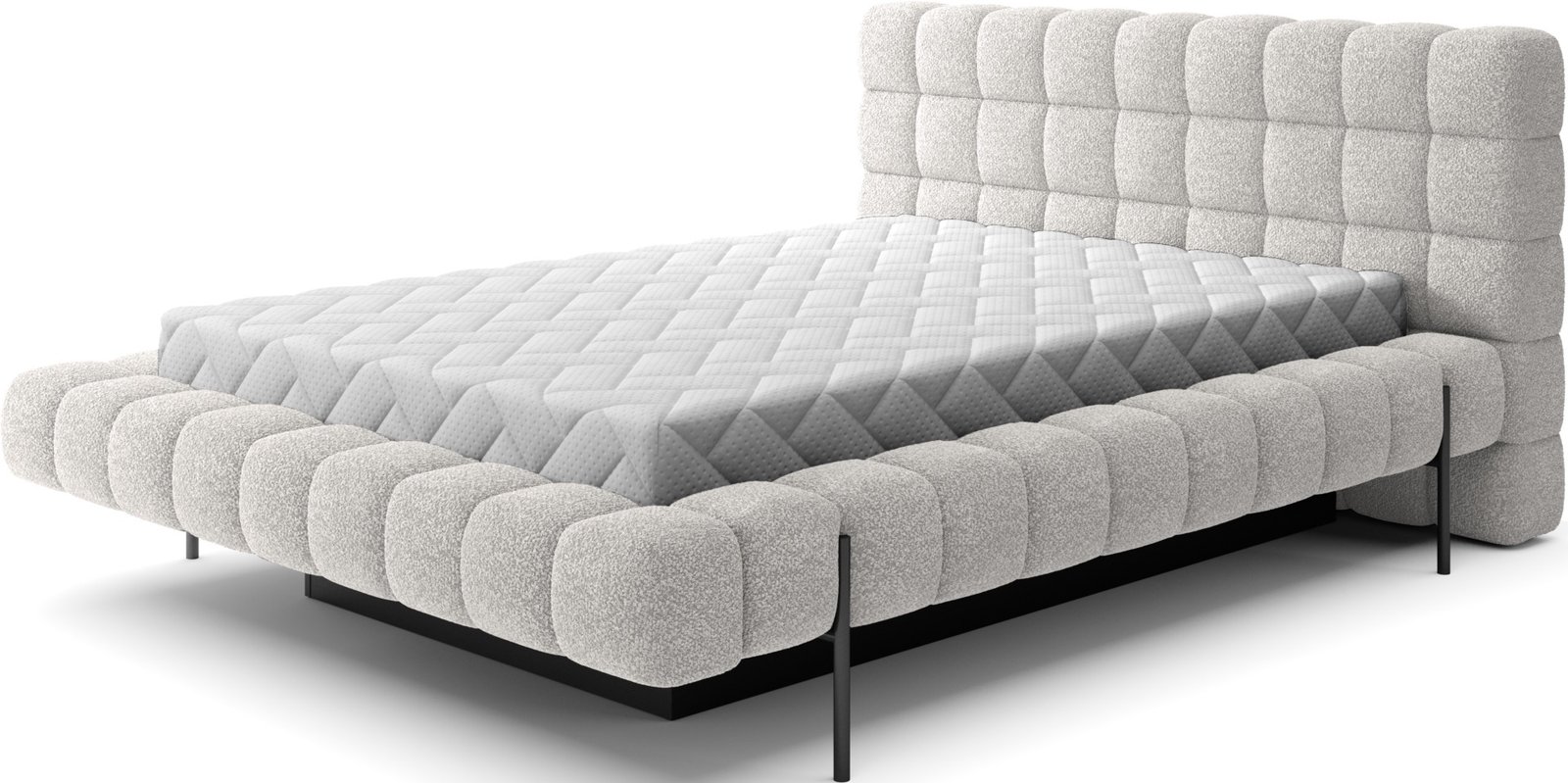 Purple bed + metal frame/gas/container 180x200