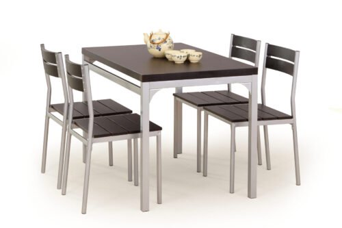 MALCOLM table + 4 chairs, color: wenge
