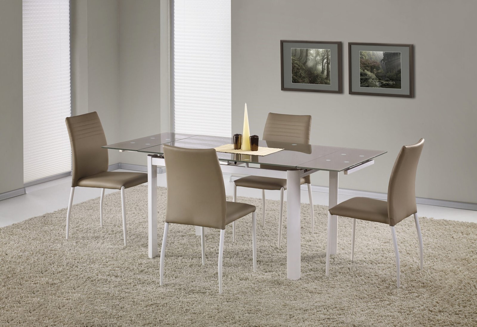 ALSTON extendable table color: beige/white