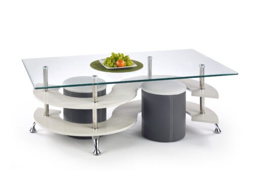 NINA 5 coffee table with poufs, color: gray / dark gray