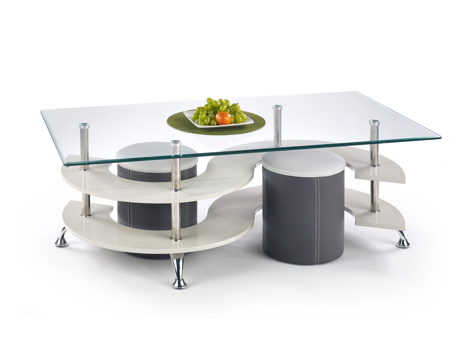 NINA 5 coffee table with poufs, color: gray / dark gray