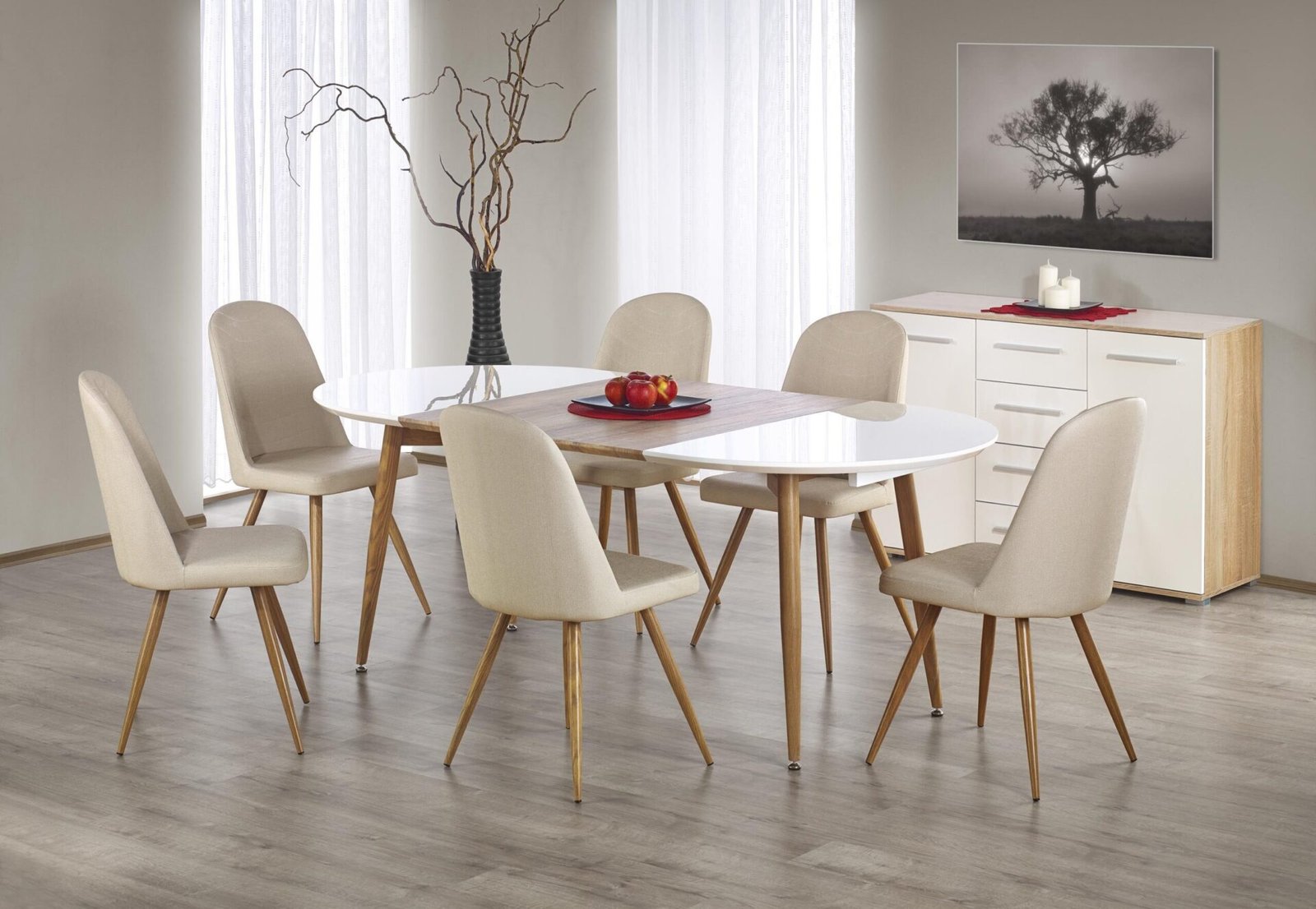 EDWARD extendable table, color: honey oak,