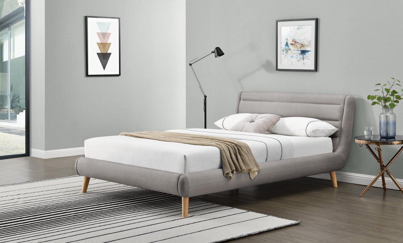 ELANDA 160 bed, color: light gray