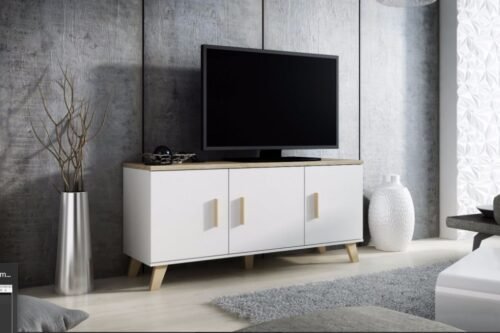 Chest of drawers LOTTA 150 3D diamond white/Isonoma oak