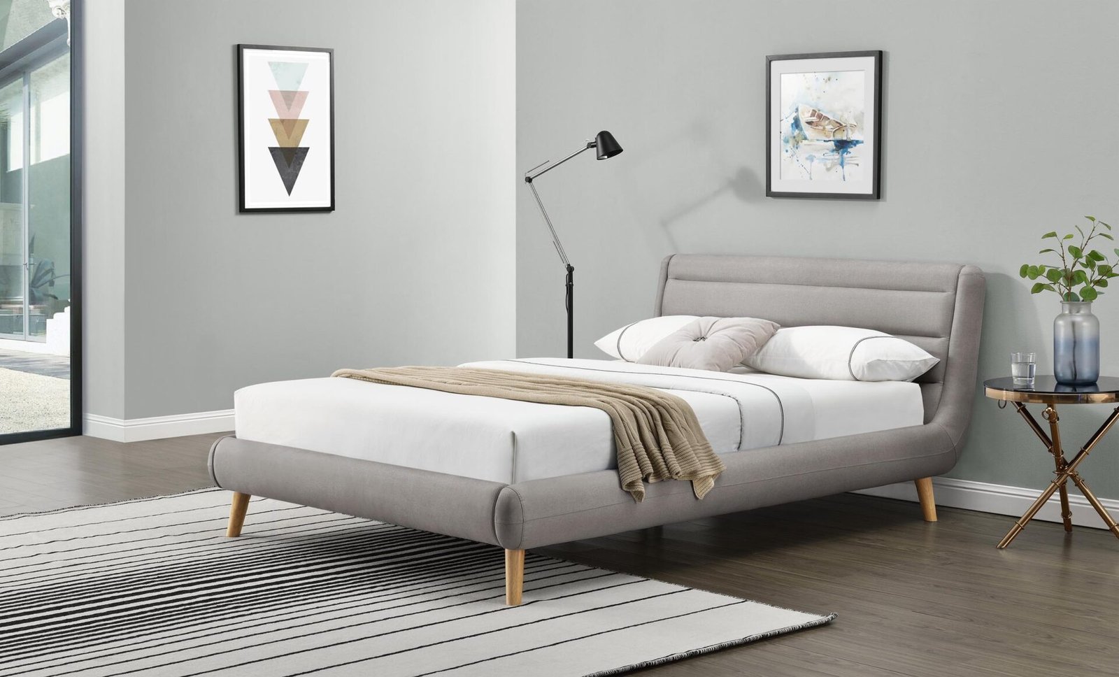 ELANDA 140 bed, color: light gray