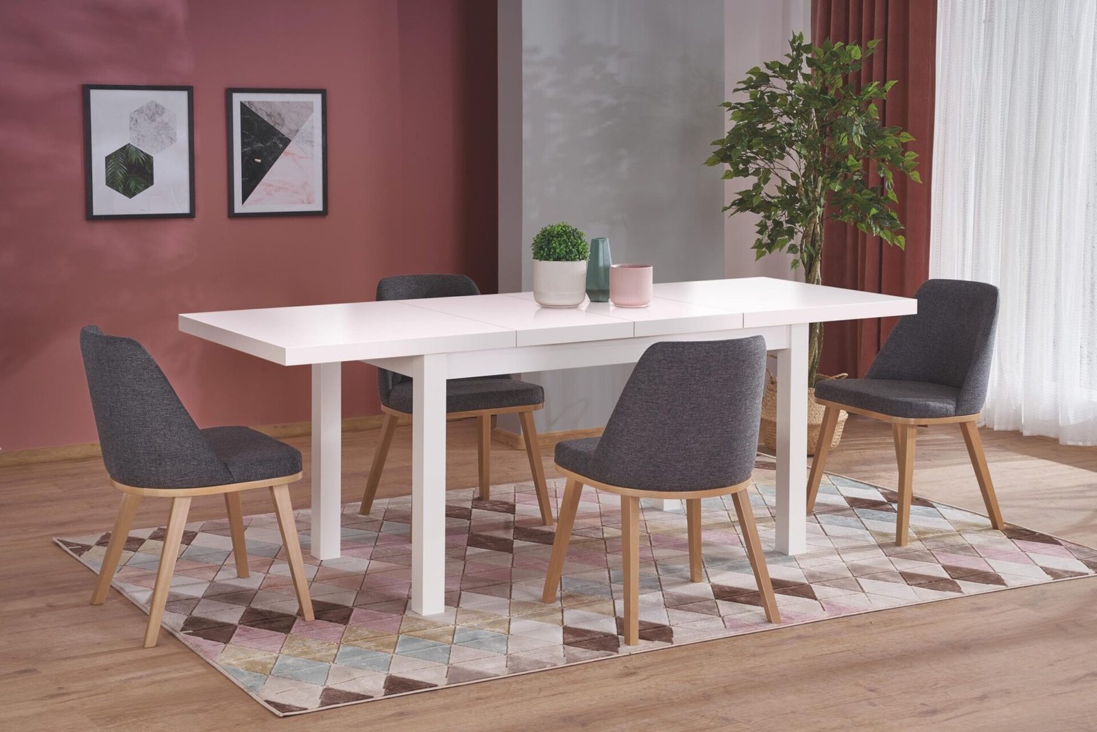 TIAGO 2 extendable table white / white