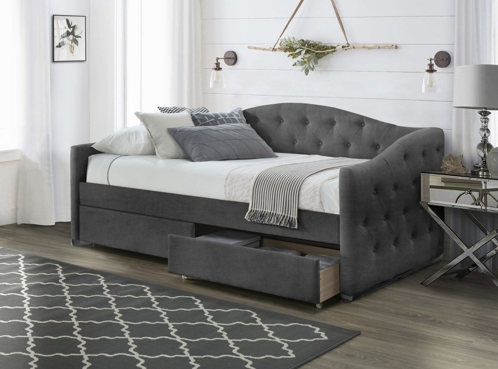 ALOHA bed with drawers, color: gray