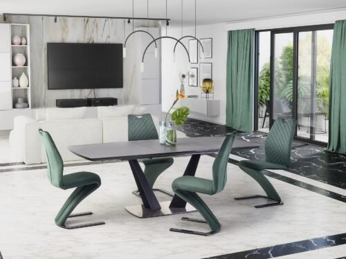 FANGOR extendable table, color: table top – dark gray, legs – black