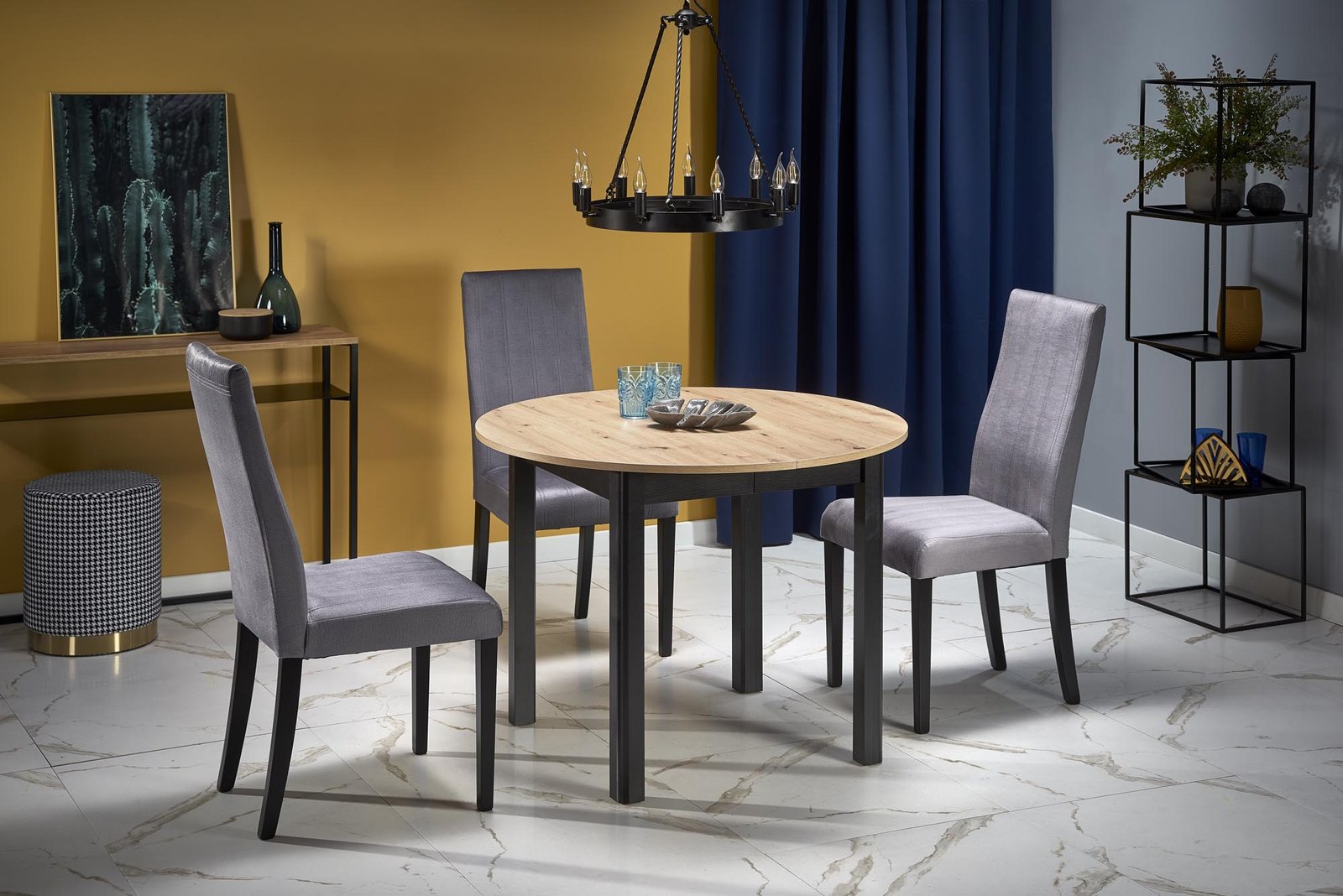 RINGO extendable table, oak / black
