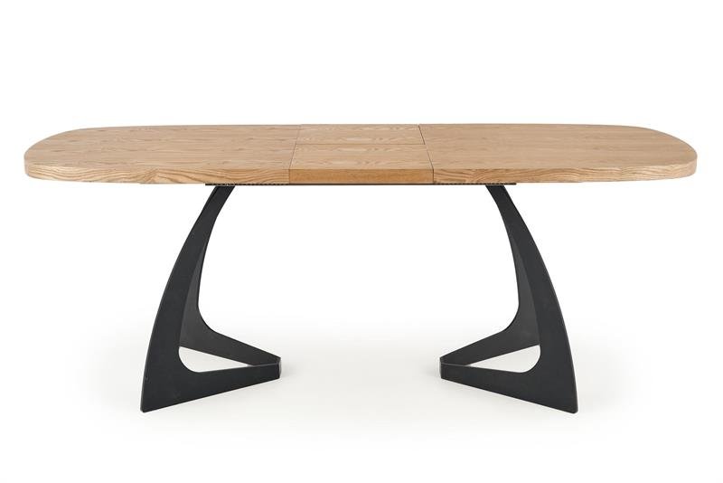 VELDON extendable table, color: table top - natural oak, legs - black - Image 2