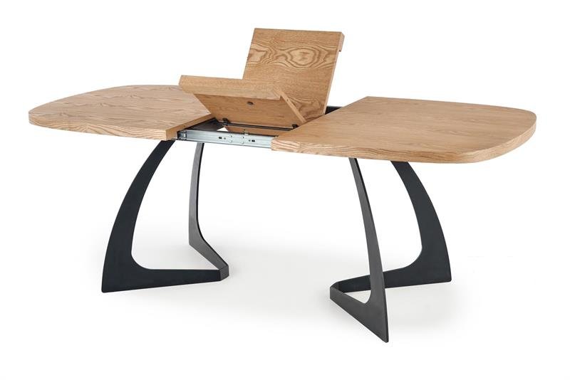 VELDON extendable table, color: table top - natural oak, legs - black - Image 9