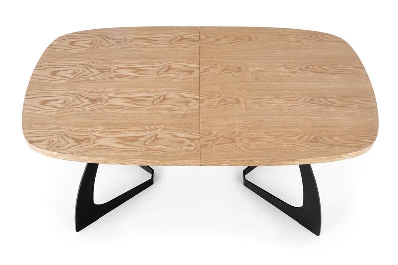 VELDON extendable table, color: table top - natural oak, legs - black - Image 12