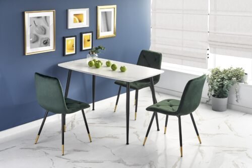 MARCO table, color: table top – white marble, legs – black