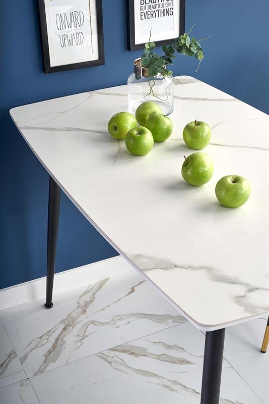 MARCO table, color: table top - white marble, legs - black - Image 2