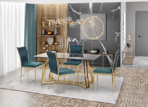 KONAMI table, color: table top – black marble, legs – gold