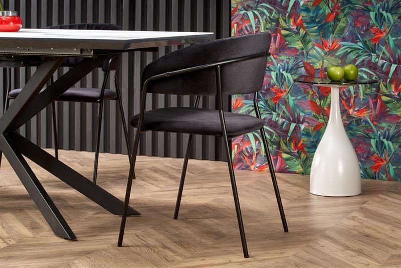 DIESEL extendable table, color: table top - white marble / dark gray, legs - black - Image 3