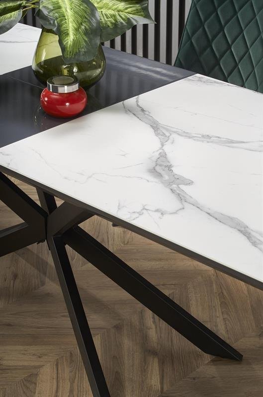 DIESEL extendable table, color: table top - white marble / dark gray, legs - black - Image 5