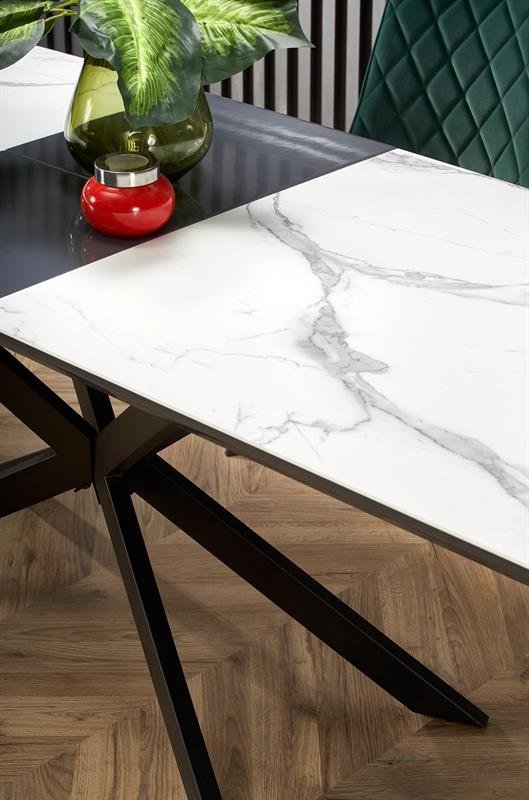 DIESEL extendable table, color: table top - white marble / dark gray, legs - black - Image 6