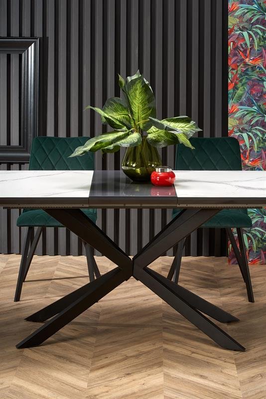 DIESEL extendable table, color: table top - white marble / dark gray, legs - black - Image 7