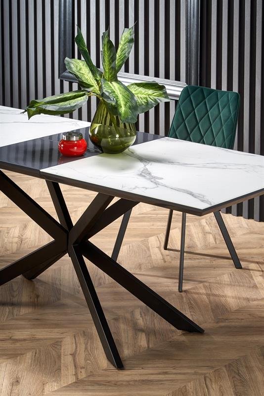 DIESEL extendable table, color: table top - white marble / dark gray, legs - black - Image 8