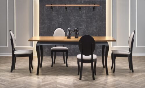 WINDSOR extendable table, color: dark oak/black
