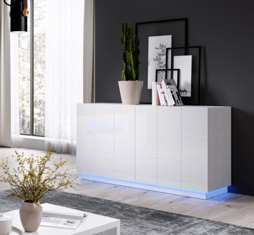 Chest of drawers KOM2D REJA glossy white/glossy white