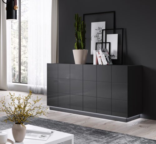 Chest of drawers KOM2D REJA glossy graphite/glossy graphite