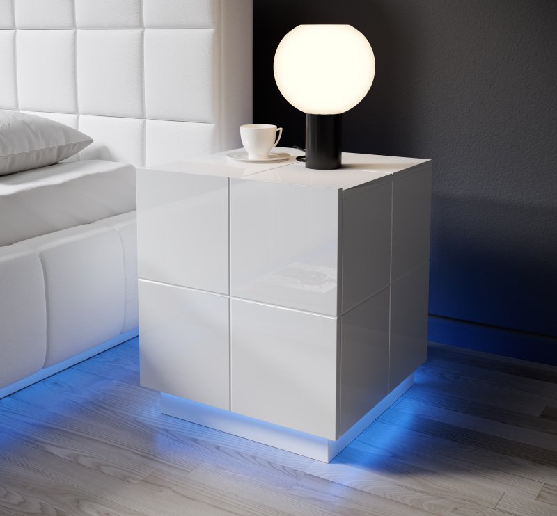 Bedside table REJA (set of 2) glossy white/glossy white