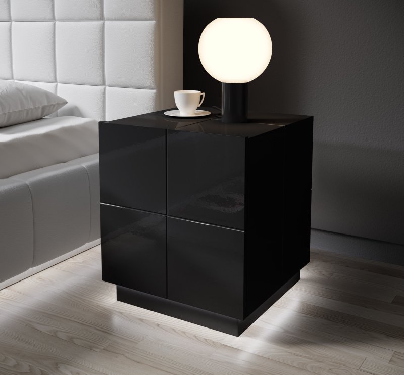 Bedside table REJA (set of 2) glossy black/glossy black
