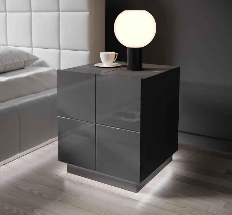 Bedside table REJA (set of 2) glossy graphite/glossy graphite