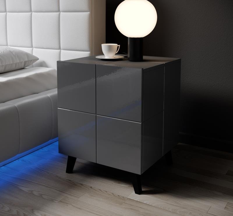 Bedside table REJA (set of 2) glossy graphite/glossy graphite - Image 2