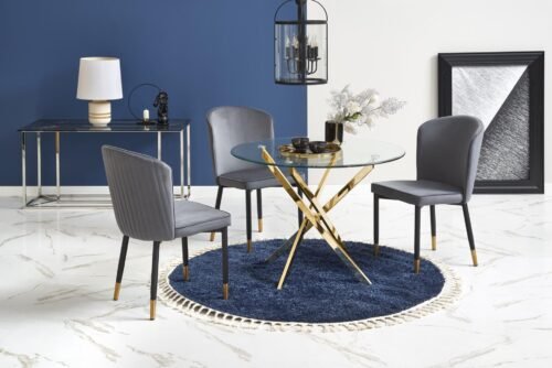 RAYMOND table, color: glass – clear, legs – gold
