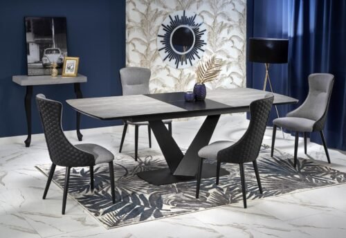 VINSTON extendable table, color: table top – dark gray / black, legs – black