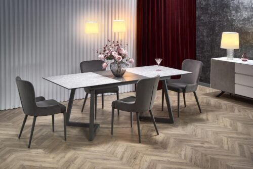 TIZIANO extendable table, color: table top – light gray / dark gray, legs – dark gray