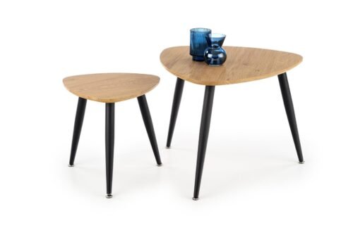NICEA 2, set of two coffee tables, color: golden oak / black