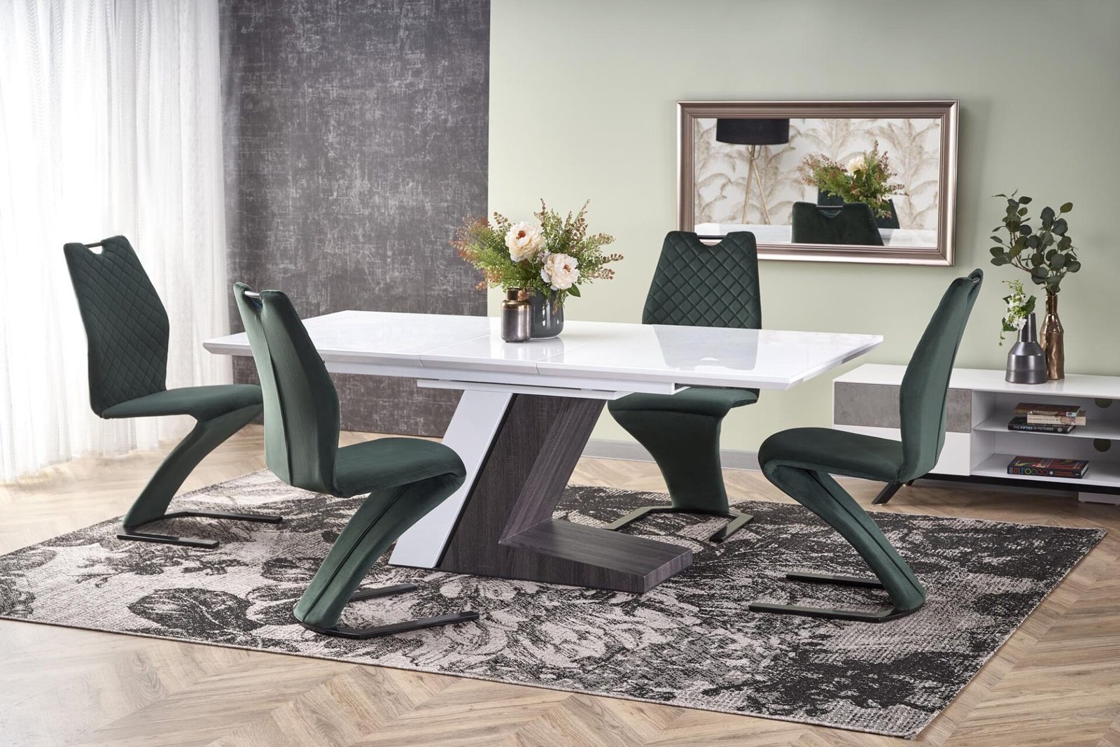 MORTIS extendable table, color: white / dark gray