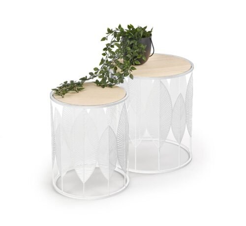 FOLLA set of 2 tables, natural/white