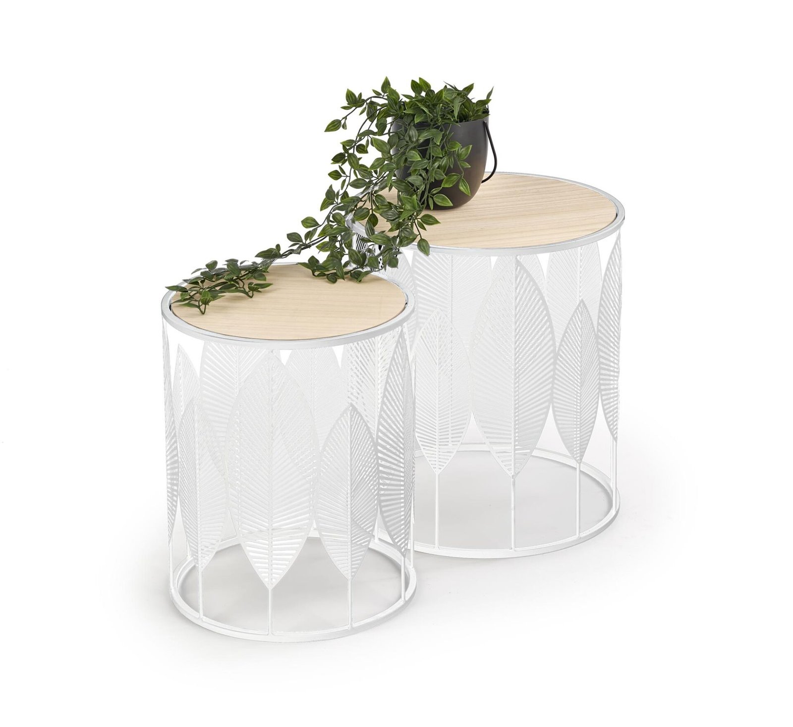 FOLLA set of 2 tables, natural/white
