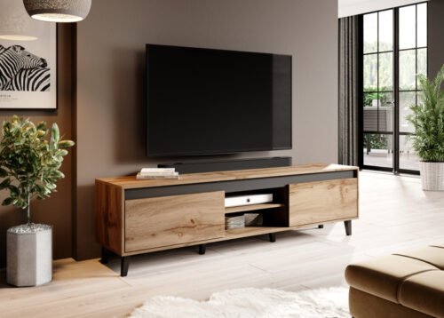 TV stand NORD II oak/anthracite/black