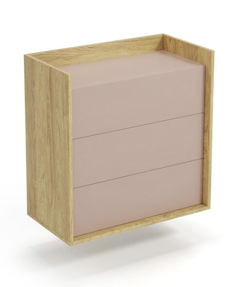 MOBIUS chest of drawers 3S color: hickory oak/white