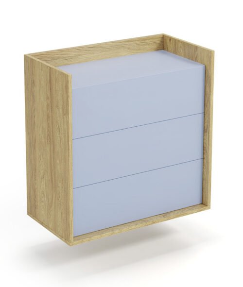 MOBIUS chest of drawers 3S color: hickory oak/light blue