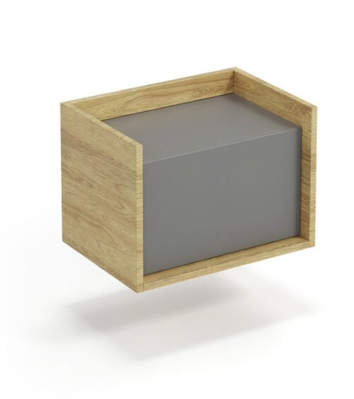 MOBIUS low cabinet 1D color: hickory oak/gray