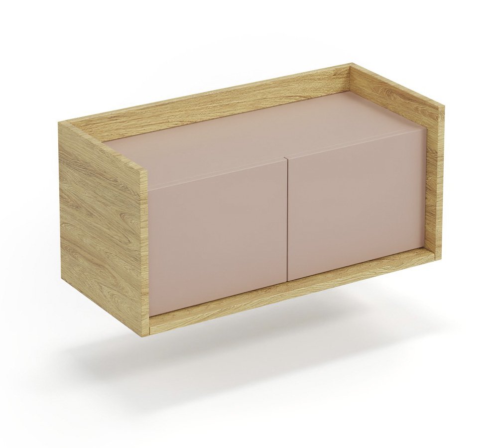 MOBIUS low cabinet 1D color: hickory oak/white