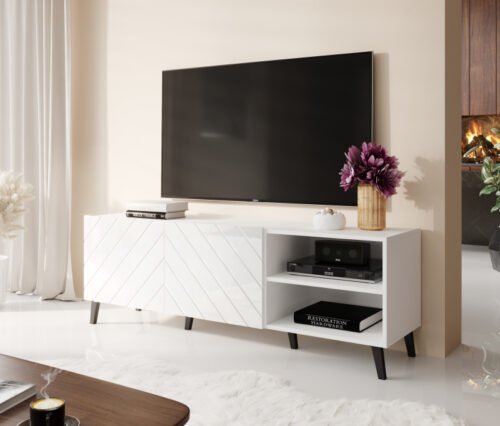 TV stand 150 ABETO matte white/glossy white