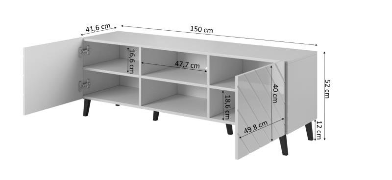 TV stand 150 ABETO matte white/glossy white - Image 8